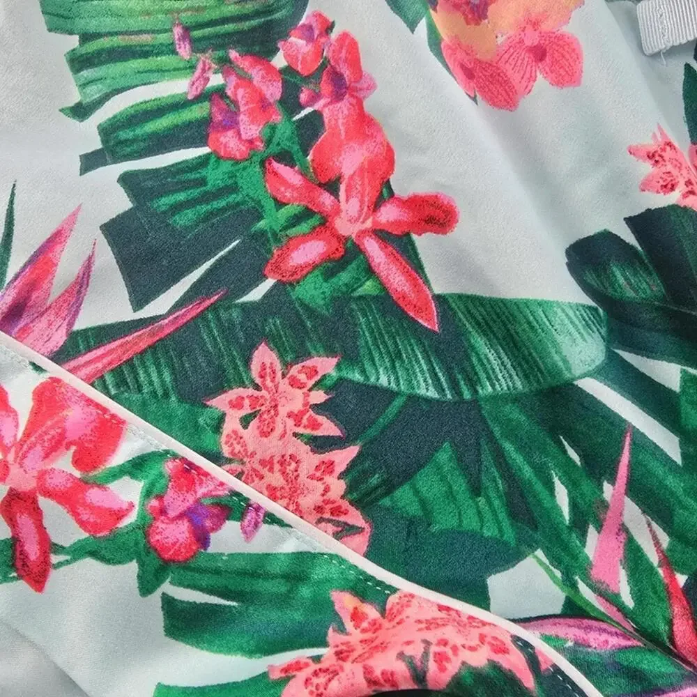Victoria’s Secret Satin Sleep Shorts Tropical Floral Pajama Lounge Shorts Large